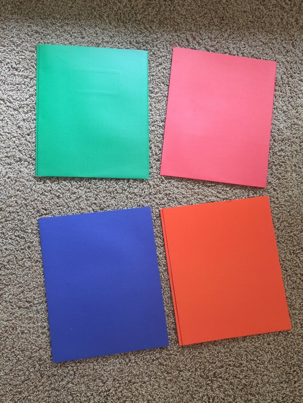 Set Of 4 Folders in Green, Pink, Blue & Orange